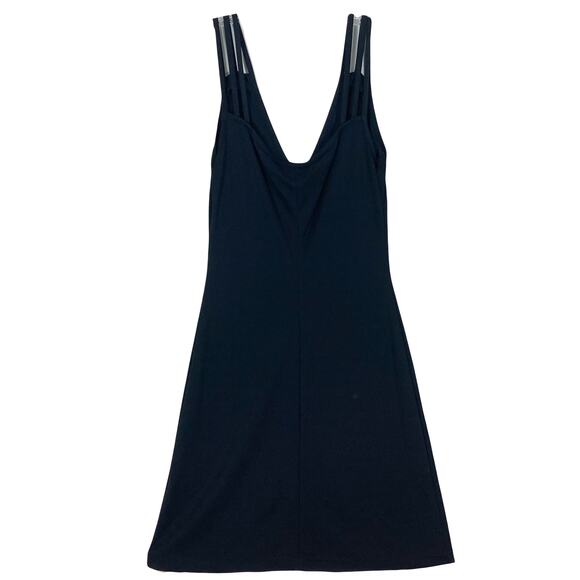 VTG SPORTMAX Dress ~S ITALY Black 3-Straps Stretchy Mini